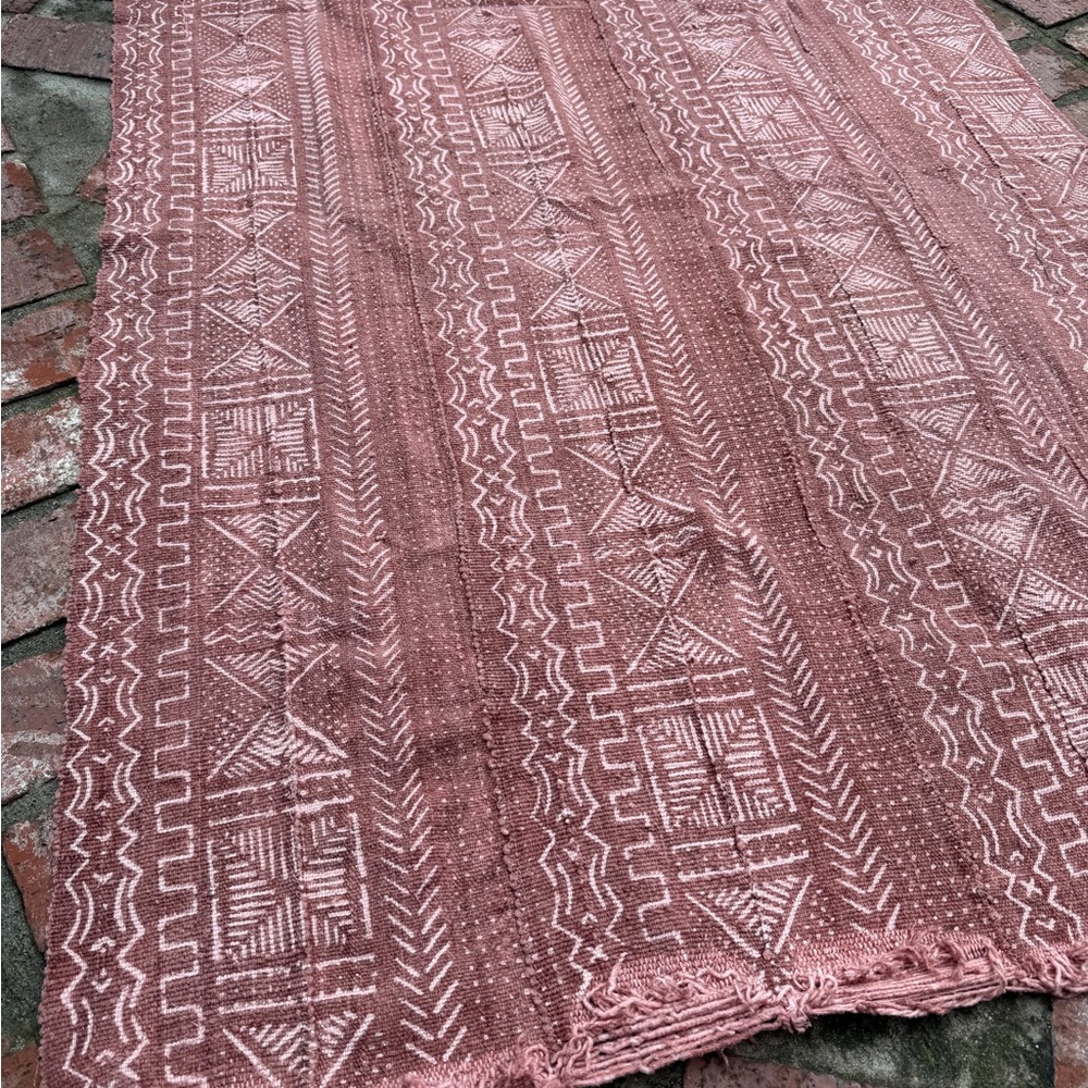 Vintage African Faded Terracotta Mudcloth 60” L x 41” W Textile | No. 126 - Picture 3 of 8